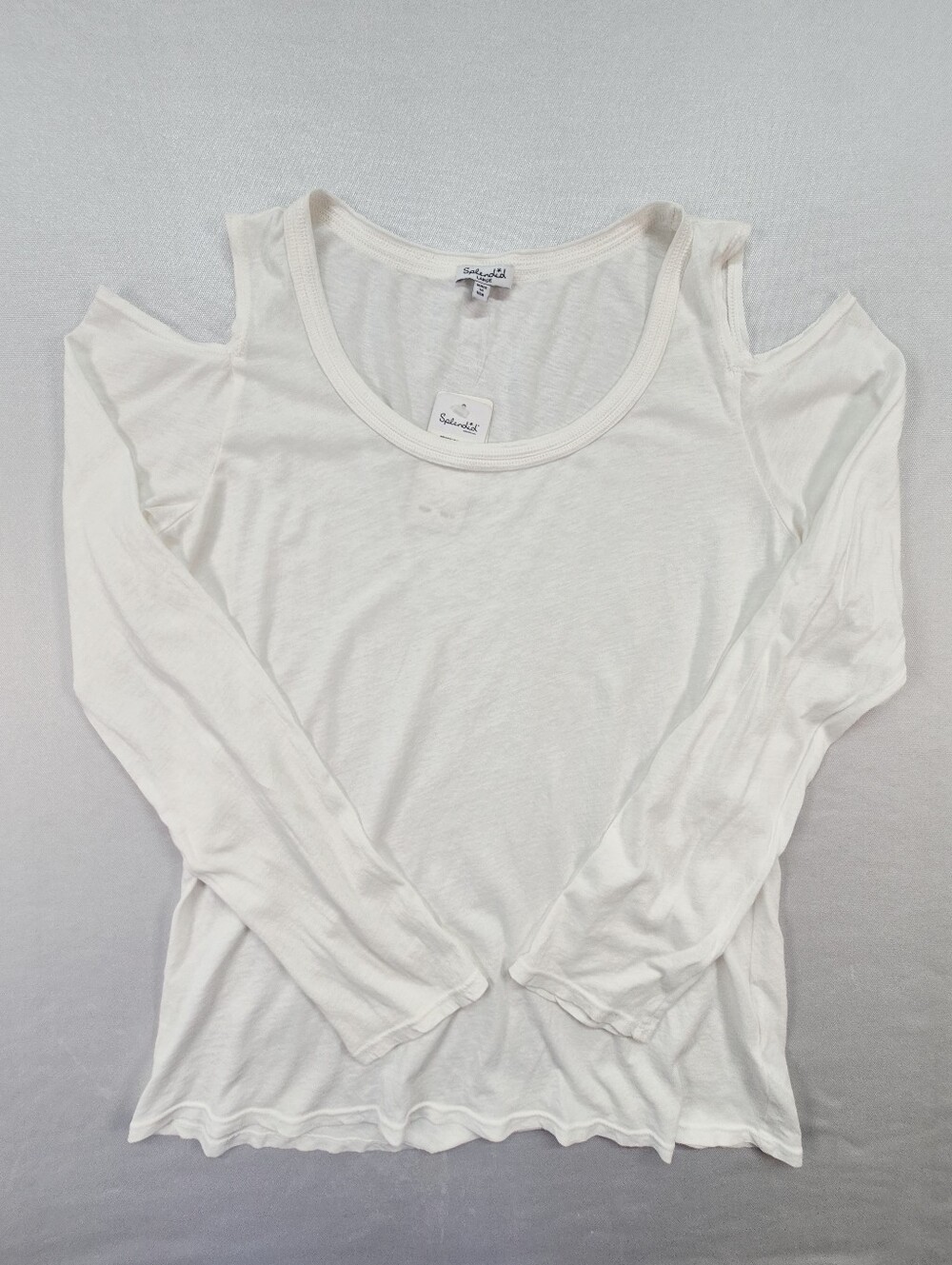 Splendid Jersey Top Shirt White Cold Shoulder Long Sleeve Womens Large NWT $88